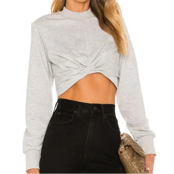 34. REVOLVE Superdown Adalyn Heather Gray Wrap Sweater - Picture 2 of 5